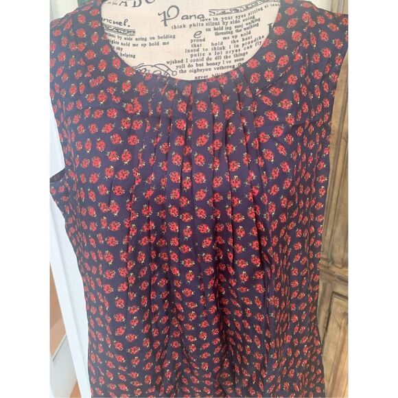 Talbots Lady Bug Navy Silk Sleeveless Top - Picture 6 of 9